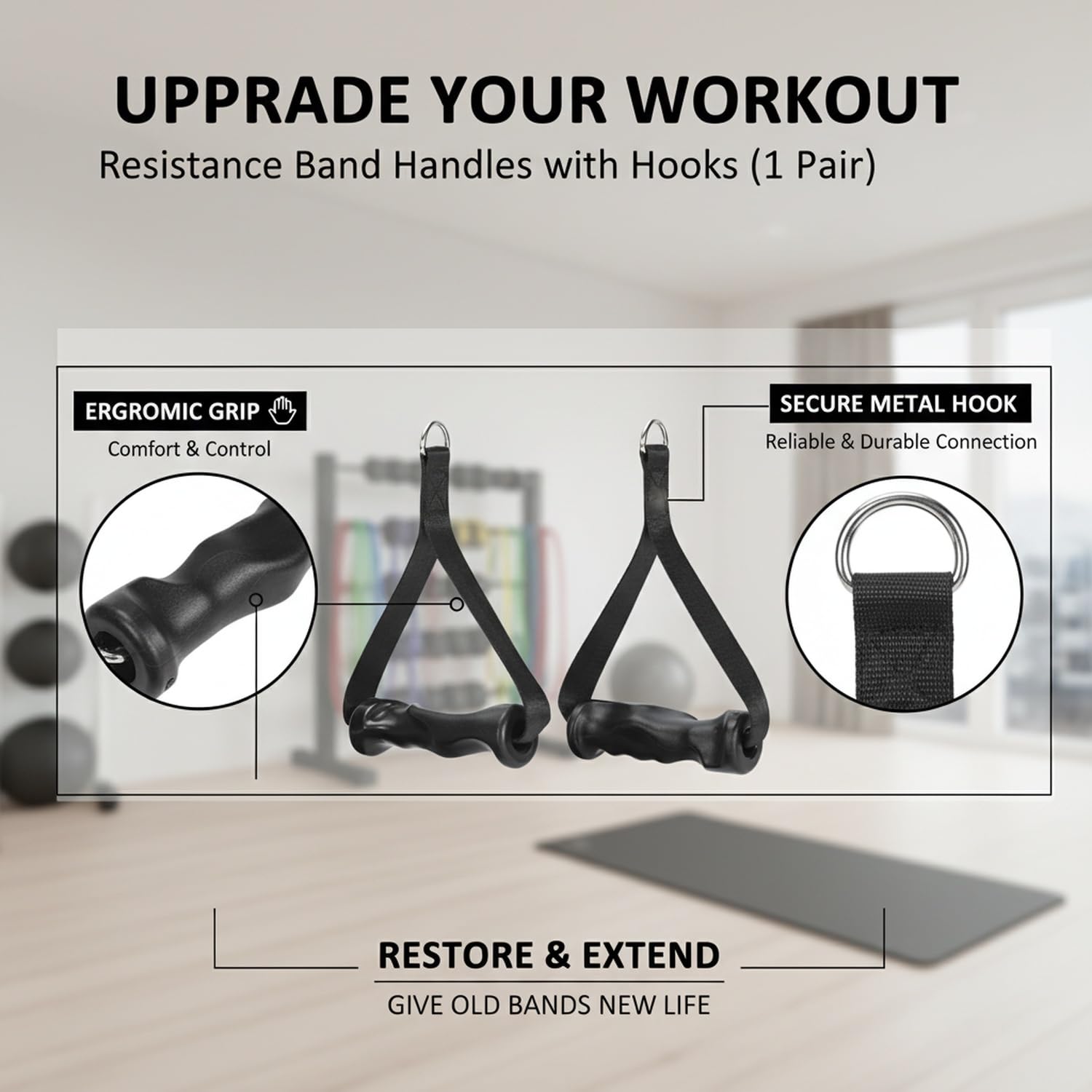 1Pair Ergonomic Exercise Handl - огляд і ціна Resistance Bands Set With Handles